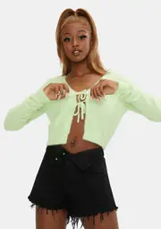 [Glamorous] Soft Lime Tie Front Cardigan