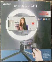 Vivitar 8 inch Led Ring Light Live Streaming Vlogger Smartphone Tripod Mount New