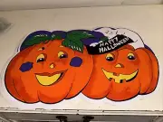 Lot Of 3 Vintage Halloween Placemats Happy Pumpkins 18" x 11.5" Vinyl T&C