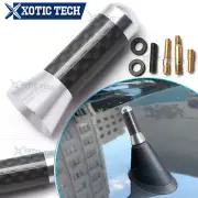 Aluminum 1.4" Mini Silver Carbon Fiber Screw-On Type Aerial AM/FM Radio Antenna