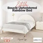 Bed Frame Single Double Boucle Upholstered Rainbow Bed Luxury Cream white