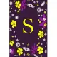 S: Pretty Initial Alphabet Monogram Letter S Ruled Notebook. Cute Floral Design - Personalized Medium Lined Writing Pad,