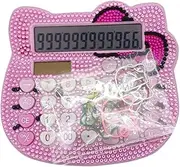 Cute Calculator Cartoon Battery Solar Calculator Bling Rhinestone Calculators Large Display Best Accounting Calculators (Pink)