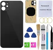Perzework OEM Rear Back Glass Replacement for iPhone 11 6.1 inches with Reparing Toolkit and Pre-Installed Adhesive (Black)