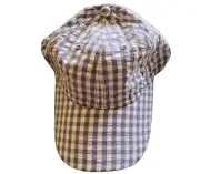 Kids Toddler Girls Baseball Cap Sun Hat Purple Checked Cotton Hat Size 3T - 5T