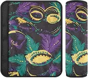 RPLIFE Mardi Gras Masks and Feathers Seat Belt Shoulder Pad Soft Seatbelt Strap Cover, Seat Belt Strap Padding, Seatbelt Cushion Strap for Kids