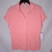 Chico's Shirt Womens Small Pink Linen Knit Henley NWT