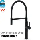 Matte Black Round Pull Out Down Kitchen Mixer Sink Tap Laundry Faucet Spout WELS
