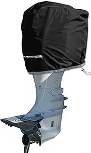 Outboard Motor Cover, 600D Waterproof Boat Motor Cover, Resistant No Fading Boat Engine Hood Covers, Motor Hood Cover Fits 150-225HP, Black, 28" L x 19" W x 28" H