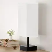 White Small Table Lamp - Bedside Lamp for Bedroom, Minimalist Nightstand Lamp wi