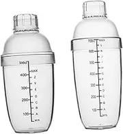 Amosfun 1Set Double Cover Hand Cranked Cocktail Pot Shake Scald Grams Mug Transparent Shaker with Scale for Sports and Gym Use