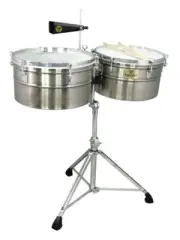 Tycoon Deep-Shell Brushed Chrome Timbales 15 inch. & 16 inch. Set