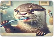 Cute Otter Toothbrush Blue Washable Bed Pads, Reusable Underpads, Incontinence Bed Pads