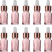 10 Pack, 10ml Glass Dropper Bottle, Frosted Essential Oils Dropper Bottle with Rose Gold Cap, Glass Tincture Bottles, Leakproof Essential Oils Bottles(Pink)