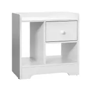 Oikiture Bedside Table Side Table Drawer Shelf White