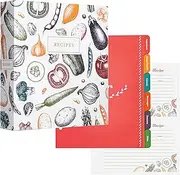 Jot & Mark Recipe Organizer 3 Ring Binder Set (Autumn Harvest) | 50 Recipe Cards 4x6, Full Page Dividers and Plastic Page Protectors