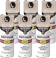 Rust-Oleum Stops Rust Custom Spray 5-in-1 Spray Paint, Satin French Beige, 340 g (Pack of 6)
