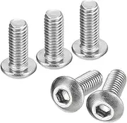 uxcell #10-32x1/2 Button Head Socket Cap Screws, 100pcs 304 Stainless Steel Fasteners Hex Bolts Screws, Full Thread Hex Drive Screws