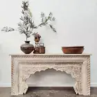 Indian Boho Shabby Chic Hand Carved Timber Sofa Entry Table Console Hall Table
