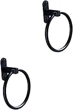 Tofficu 2 pcs Aluminum Towel Ring No Drill Installation Round Towel Holder for Bathroom Space Saving Durable Black Design for Clean Tidy Spaces