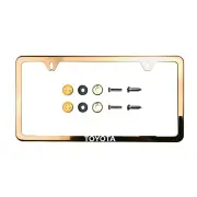 Fit Toyota Laser Etching Stainless Steel RoseGold Slim License Frame w/Metal Cap