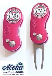 GOLF SWITCHBLADE WISCONSIN BADGERS Divot Repair Tool + Ballmarker RedWhite