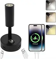 12V LED RV Reading Light with Dual Charging Ports, 3CCT Touch Control Dimmable RV Interior 12V Bedside Light Fixture Spotlight for Motor-House Camper Caravan Vehicle Vessel Boat Yacht (Black)