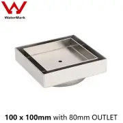 Stainless Steel 100mm Square Tile Insert Floor Shower Drain 80mm Waste Grate Kit