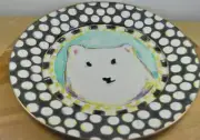 MACKENZIE CHILDs Polar Bear Christmas Polka Dot Platter SERVING Appetizer Tray