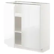 METOD base cabinet with shelves/2 doors, white/Voxtorp high-gloss/white, 80x37x80 cm