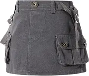[SEAUR] Denim Skirt, Girls' Short Cargo Skirt with 2 Pockets, Denim Mini Skirt, Children's A-line Summer Skirt, Half Elastic Waistband, 110-160 = (EU 104-158)