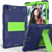 Catzon Silicone+PC Case 3-Layer Anti-fall Protective Cover Tablet Stand For Samsung Galaxy Tab A 10.1 inch T510(2019)-11navy olivia