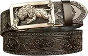 [ESOMAVRIX] Automatic Belt Buckle for Men Vintage Metal Buckle Replacement Buckle Casual Outfit Animal Buckle Collection/1981
