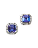 Bloomingdale's Fine Collection Tanzanite & Diamond Halo Stud Earrings in 14K White Gold