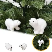 10cm Simulation Polar Bear Pendant Christmas Tree Decoration White Bear Doll