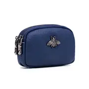 Women's Genuine Leather Bifold Cream Wallet, Mini Coin Purse, Card Wallet, Bee Change Pouch