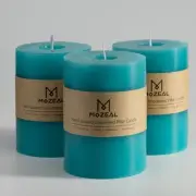 3" x 4" Hand-Poured Unscented Candle,Dripless Pillar Candle Set of 3,Long Cle...