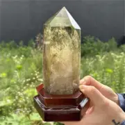 1.24kg Natural Smoky Citrine Obelisk Quartz Cystal Point Wand Tower + Stand