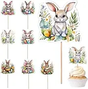 Bunny Rabbit Cupcake Topper - Colorful Cute Rabbit 8 Styles Picks - Cake Decorations Party Cupcake Topper For Easter Theme Spring Birthday
