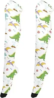 [Caihoyu] Women Soft Thigh High Socks Breathable Long Knee High Socks Over Knee Baseball Socks for Proms Cute Dinos Dinosaurs Isolated, Cute Dinos Dinosaurs Isolated