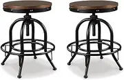 [Signature Design by Ashley] Valebeck Swivel Barstool Set of 2, Black/Brown
