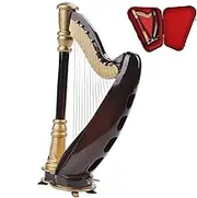 Harp Miniature, Small Instrument Ornament for Home, Table Decor Figure for Kids Adults, 5.5 Inch Home Decoration Ornament