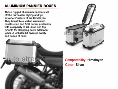 Genuine Royal Enfield Himalayan 411 Silver Pannier pair