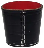Genuine Leather Dice Cup Black with Red Felt Lining Wide Opening Handcrafted