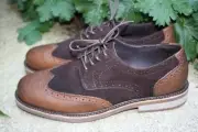 Lands End Astor Wingtip Mens 8.5 Homme Spice Brown Dress Shoes