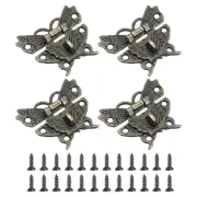 4 Pcs Hasp Latch, 43 x 50mm Butterfly Decorative Retro Box Toggle Latch, Bronze
