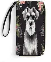 [BFGWK] Large Wallet Novelty Schnauzer Printing Long Wallet With Zipper Leather Wallet Suitable For Both Men And Women, style, 19.7x10.5cm