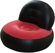 Inflatable Sofa L Shaped Lazy Sofa Thickened Comfortable Portable Inflatable Lounge Chair with Backrest for Home Living Room, Black and Red