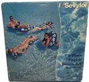 1999 4 Pc Pool Beach Float Set Lounge Chair Ring Hammock Air Mattress Blue SHELL