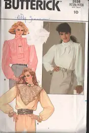 Butterick 3538 Sewing Pattern Misses Loose Fitting Blouse Size 10 uncut